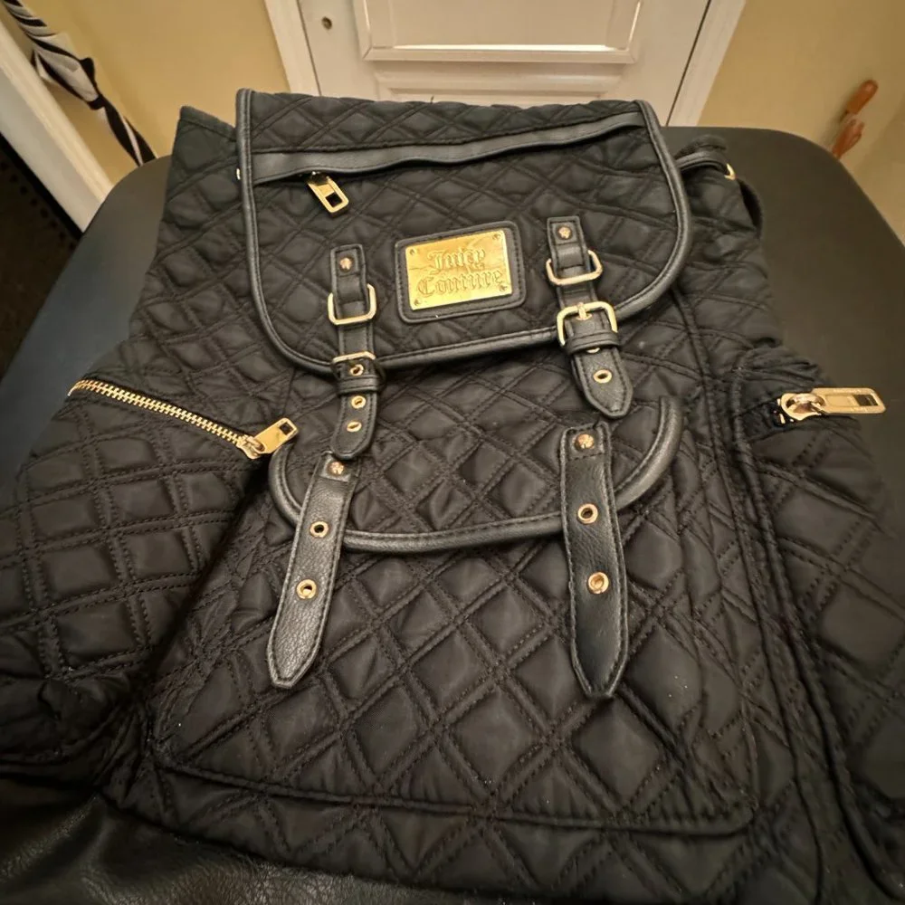 Juicy Couture black quilted backpack with adjustable straps